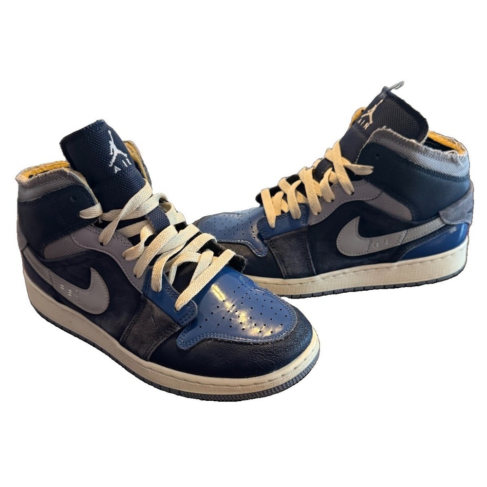 Air Jordan 1 Mid SE Craft Obsidian Blue Gray GS 7Y DX2193-400 Used